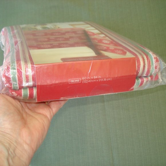 NEW 60" x 84" OBLONG Fabric TABLECLOTH Christmas Homestead Snowflake Farmhouse - Picture 2 of 13